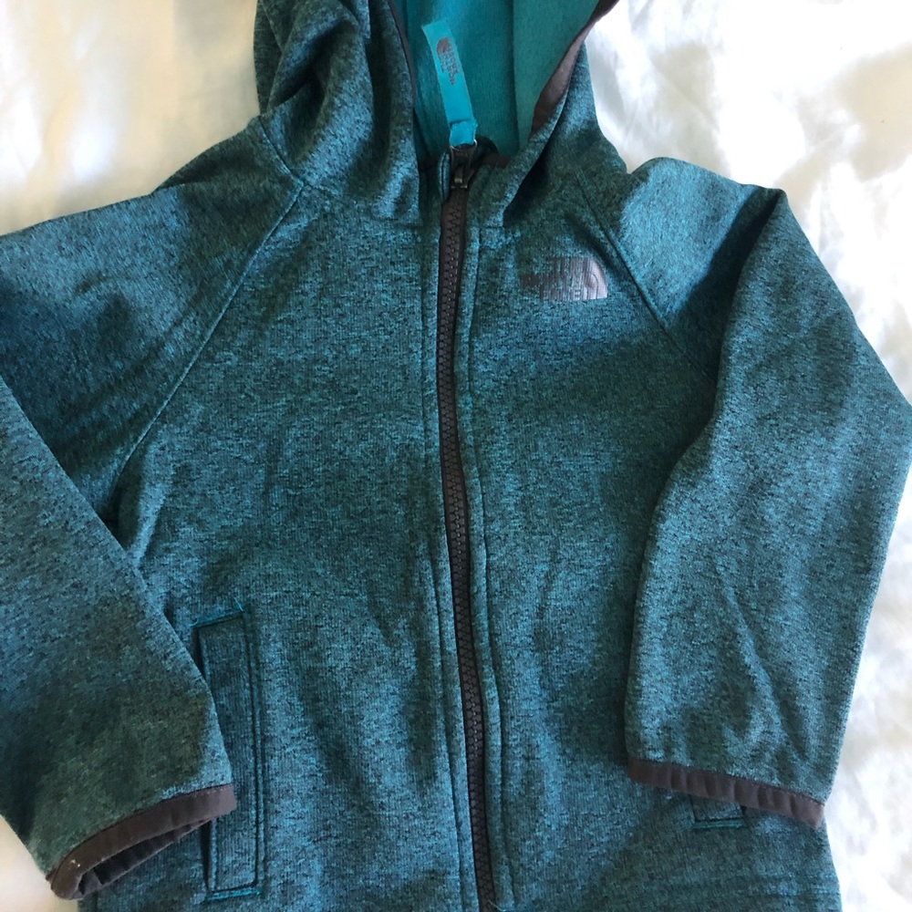 Teal Toddlers North Face Zipper Fleece with Hood